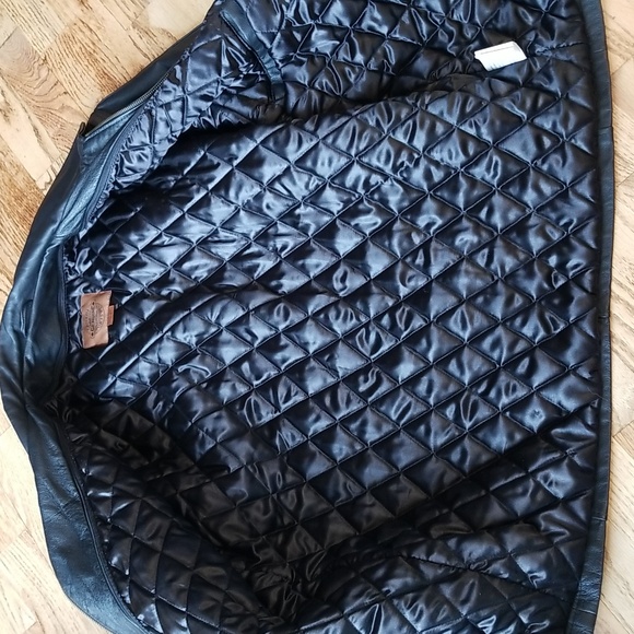 (M) Canada Sportswear Genuine 100% Leather Shell Moto Biker Satin Quilted Lined - Picture 6 of 11